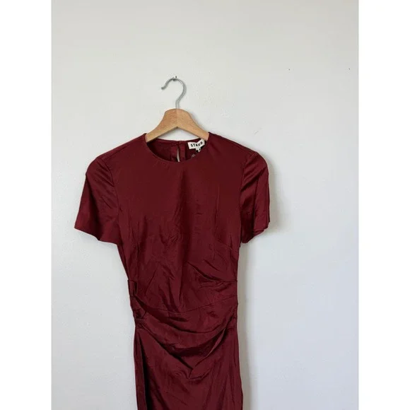 Staud Marcel Silk Dress – Sangria – Size 0 – NWT - Picture 3 of 8